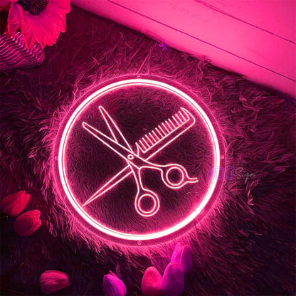 Comb & Scissor Beauty Salon LED Neon Sign