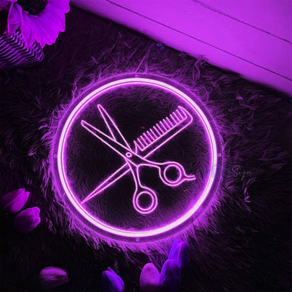 Comb & Scissor Beauty Salon LED Neon Sign