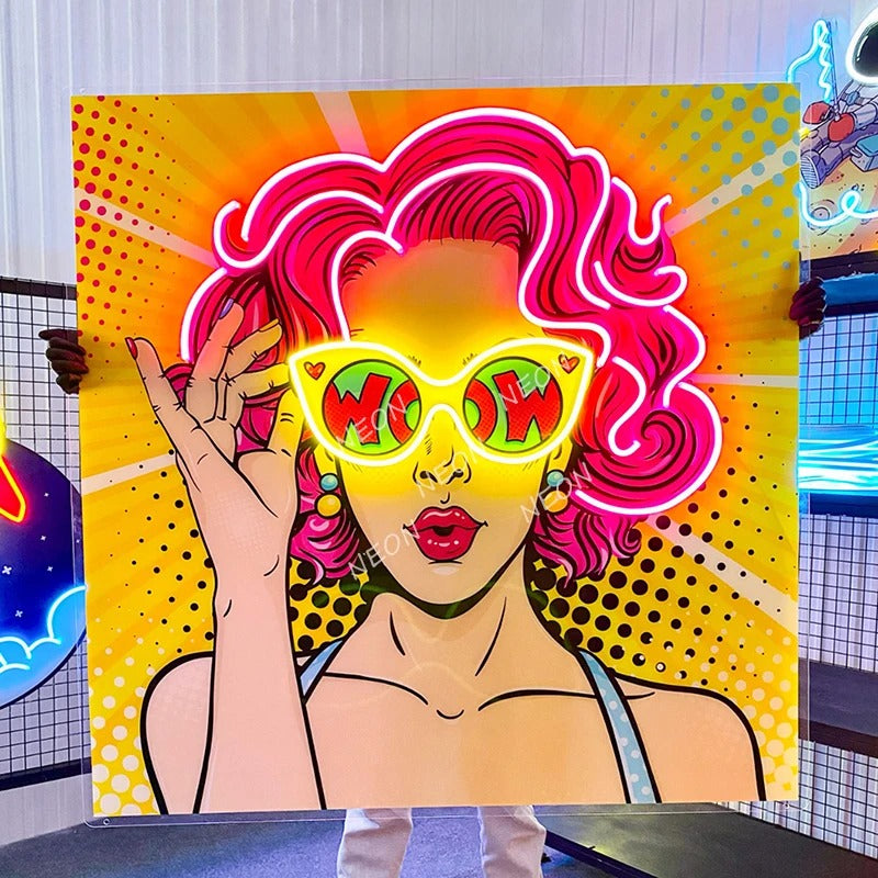 Wow Lady Pop Art LED Neon Sign