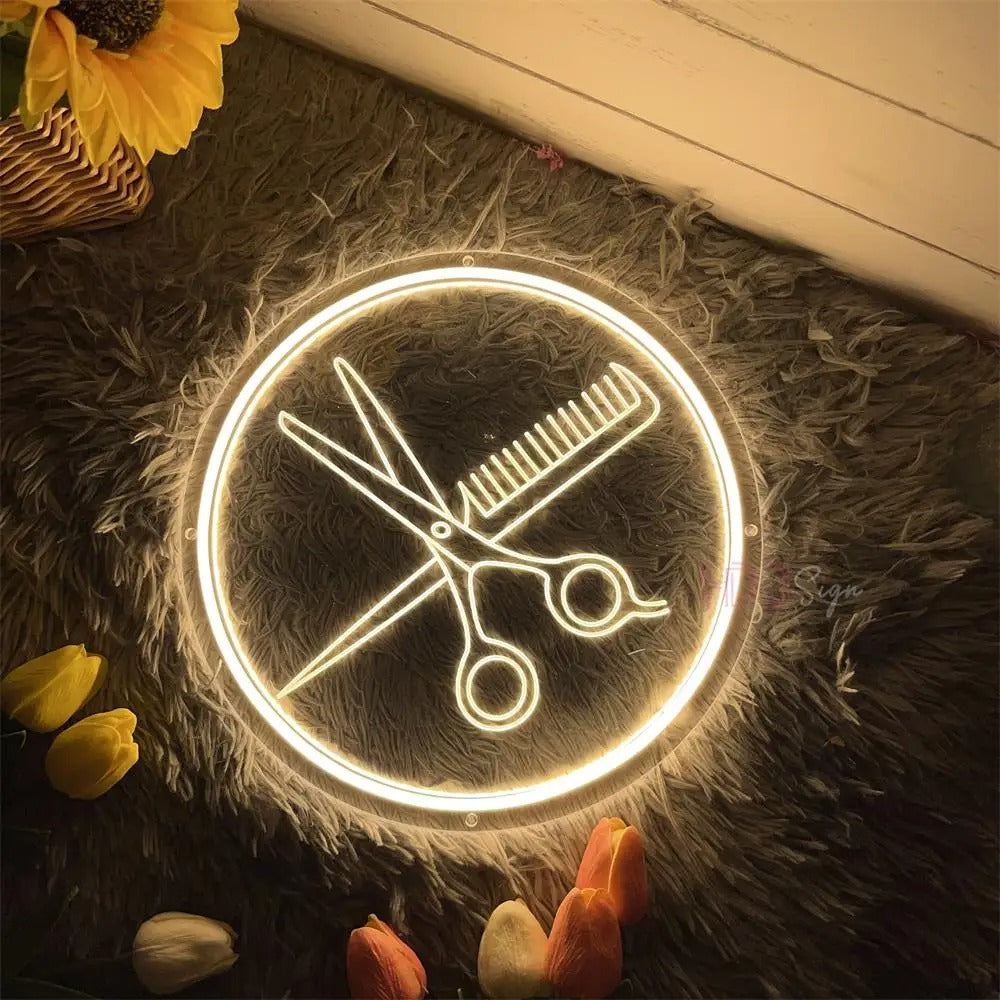 Comb & Scissor Beauty Salon LED Neon Sign