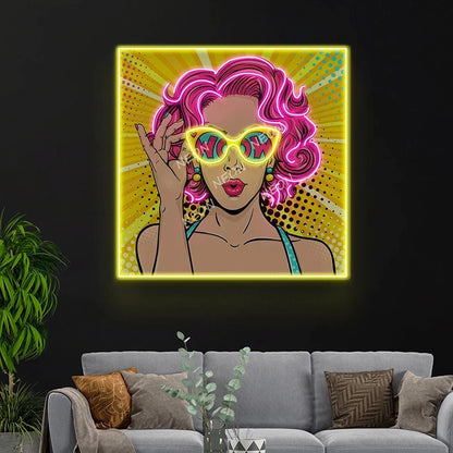 Wow Lady Pop Art LED Neon Sign